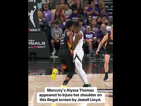 Alyssa Thomas appears to injure her shoulder on this illegal screen