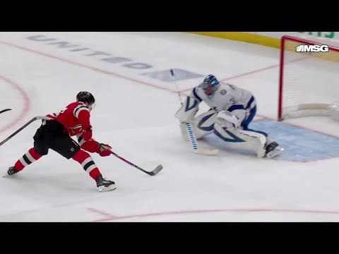 Jesper Bratt scores a powerplay goal against the Tampa Bay Lightning