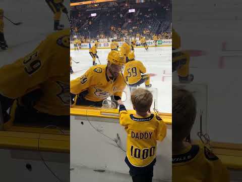 Roman’s kids repping special jerseys tonight for dad's 1,000th NHL game 🙂 #predsnhl