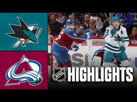 Sharks vs. Avalanche | NHL Highlights | November 26, 2025