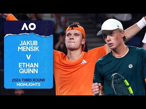Jakub Mensik v Ethan Quinn Highlights | Australian Open 2026 Third Round