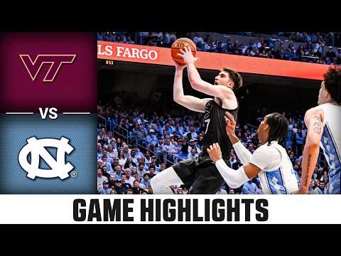 Virginia Tech vs. North Carolina Game Highlights | 2025-26 ACC Men's Basketball