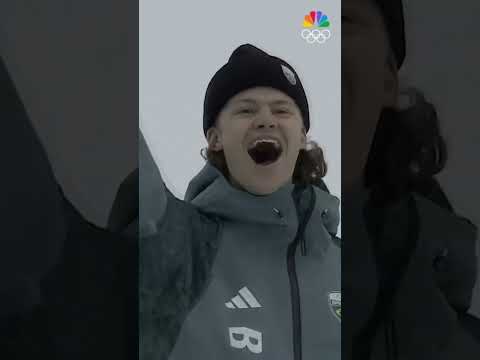 Lucas Pinheiro Braathen stands on the podium after a landmark performance for Brazil!