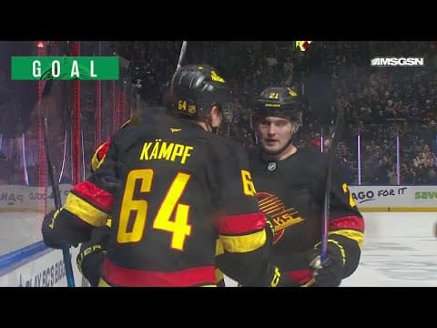 Linus Karlsson scores a goal against the New Jersey Devils