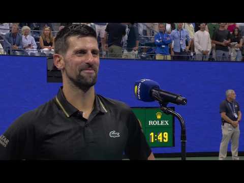Novak Djokovic reacts to advancing to quarterfinals after Round 4 win vs. Struff | 2025 US Open
