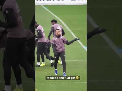 Kylian Mbappe appeared to be upset with Antonio Rudiger during training 😅 (via @lejournaldureal/IG)