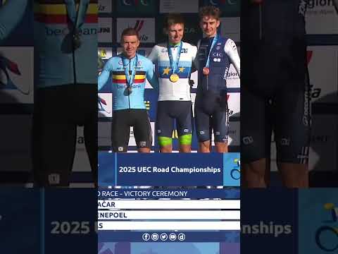 Tadej Pogacar is your European champion 👏👏👏 Remco Evenepoel places second with young Seixas third.