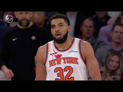 Karl-Anthony Towns bloodied after colliding with Nuggets' Spencer Jones | NBA on ESPN