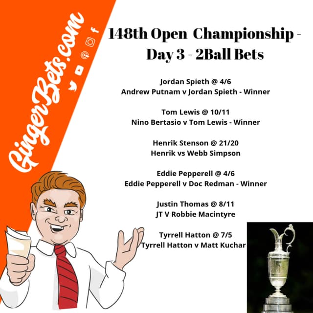 Open Championship - Day 3 - 2ball best bets .
