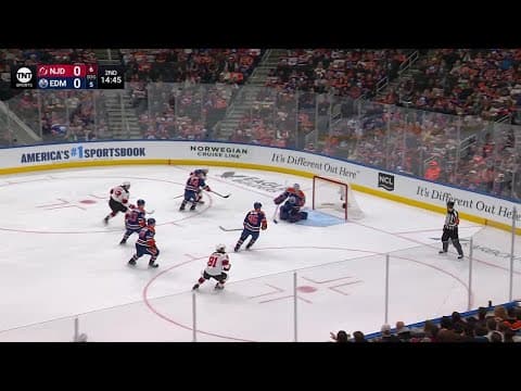 Arseny Gritsyuk scores a goal against the Edmonton Oilers