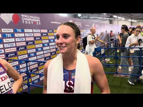 Emily Infeld & Elise Cranny after super hot and humid 2025 Worlds 10,000 final