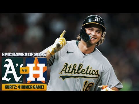 FULL GAME: Nick Kurtz becomes first MLB rookie to hit 4 HR in a game! 😳 (Athletics vs. Astros)