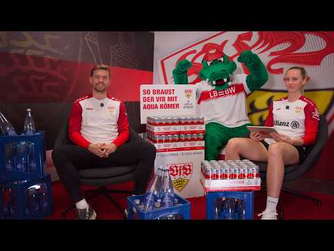 Trinkpause mit Maximilian Mittelstädt und Meike Meßmer (VfB Frauen) – powered by Aqua Römer Quelle