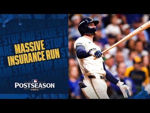 Brice with a BOMB! 💣 Brice Turang crushes his 1st career Postseason HR to extend the Brewers' lead!