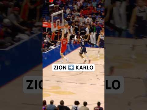 Zion with a crazy half court alley-oop pass to Karlo