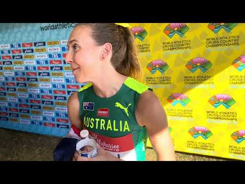 FSU alum Linden Hall after winning relay gold at 2026 World XC in Tallahassee