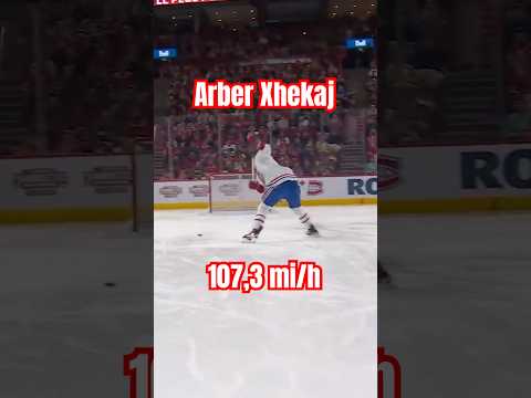 Arber Xhekaj hits a 107.3 mph slap shot 🔥 #NHL #Shorts