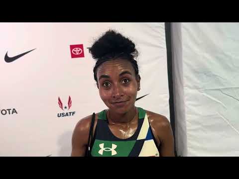 Weini Kelati after taking 4th in 10,000 at 2025 USAs