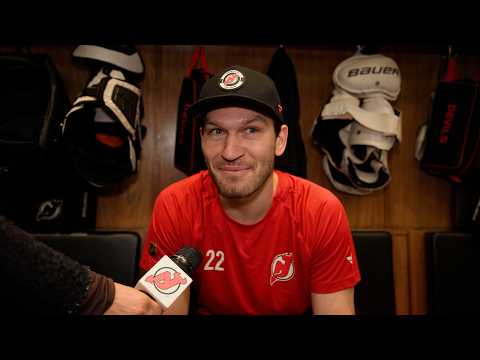 Brett Pesce reacts to sitting next to Luke as Jack scored the gold medal, game-winning goal.