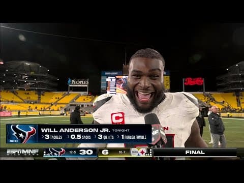 Will Anderson Jr. reacts to Texans' win vs. Steelers & Rankins' scoop-and-score | NFL on ESPN